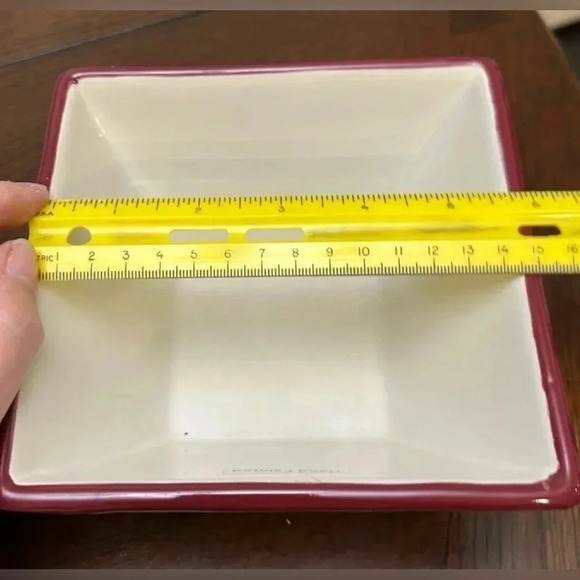 St. Nicholas Square Yuletide 6x6 square snack dish. Hand painted w/snowmen NWOT - Picture 7 of 8